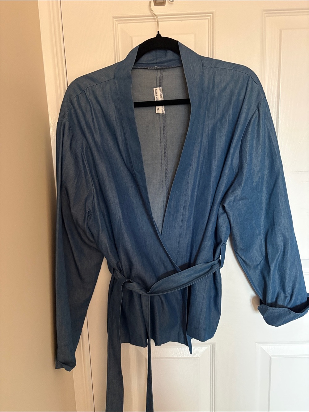 a new day Denim-Blue Open Front Wrap Jacket